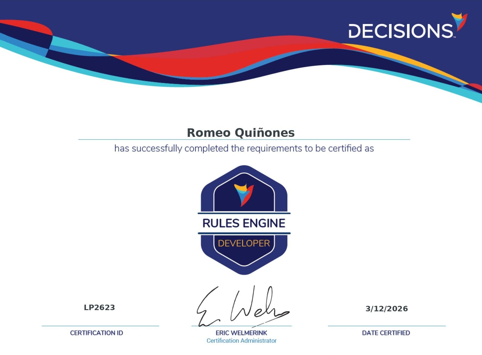 Decision Certificate